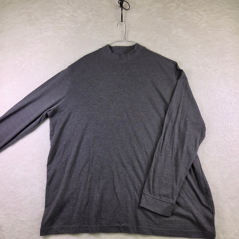 Croft & Barrow Mens XXL Gray Heather Mock Neck Long Sleeve Easy Care Shirt